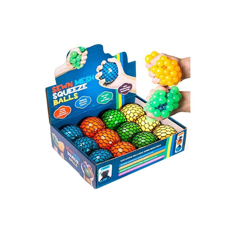 Quality & Durable Mesh Squishy Balls with Exclusive Sewn Mesh! (Multi, 12 Pack)