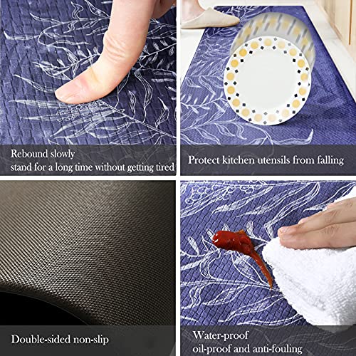 Kitchen Mat[2 PCS] Cushioned Anti-Fatigue Kitchen Rug,Waterproof Non-Slip Kitchen Mats Heavy Duty PVC Ergonomic Comfort Foam Rug for Kitchen, Floor Home, Office, Sink, Laundr