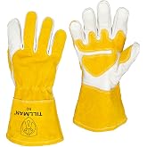 Tillman and Co Tillman Small 7" Gold and Pearl Top Grain Split Back Cowhide Fleece Lined MIG Welders Gloves with 4" Cuff and Kevlar Thread Locking Stitch, 50S