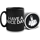 Funny Coffee Mug for Men and Women - Have A Nice Day Coffee Mug Middle Finger Bottom | Funny White Elephant Gifts for Adults 