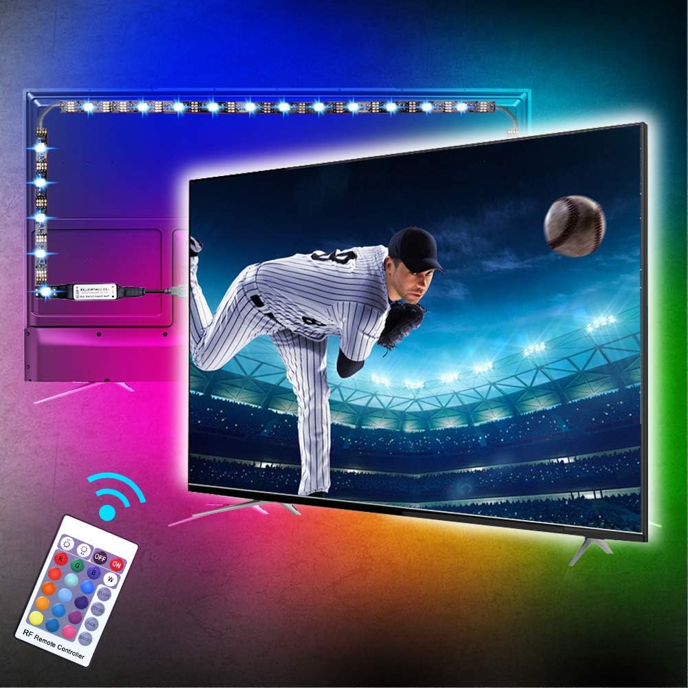 9.9ft/3M TV LED Backlights, 5V USB Powered RGB LED Strip Lights for TV 40-65in, RF Remote Control, 16 Colors and 4 Dynamic Modes, Bias Lighting for HDTV PC Monitor Gaming Decor