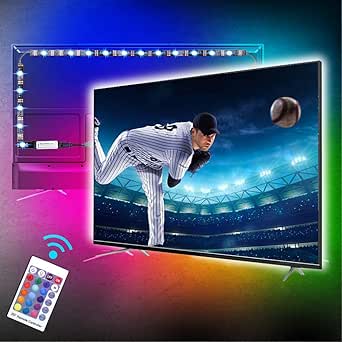 9.9ft/3M TV LED Backlight, 5V USB Powered RGB LED Strip Lights for TV 40-65in, RF Remote Control, 16 Colors and 4 Dynamic Modes, Bias Lighting for HDTV PC Monitor Gaming Decor