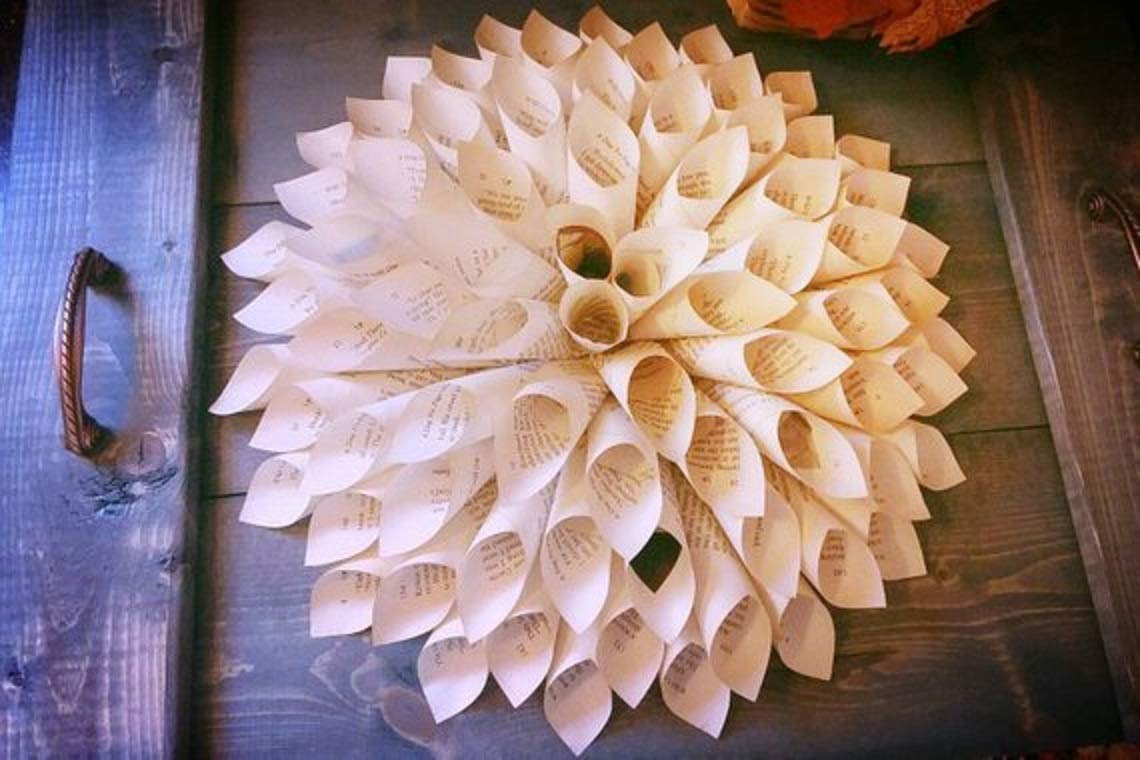 Amazon Com Book Page Flower Dahlia Floral Farmhouse Decor