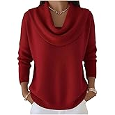 gkzlzk Cowl Neck Sweater for Women 2025 Knitted Casual Loose Fit Pullover Fashion Cozy Long Sleeve Winter Clothes Trendy Tops