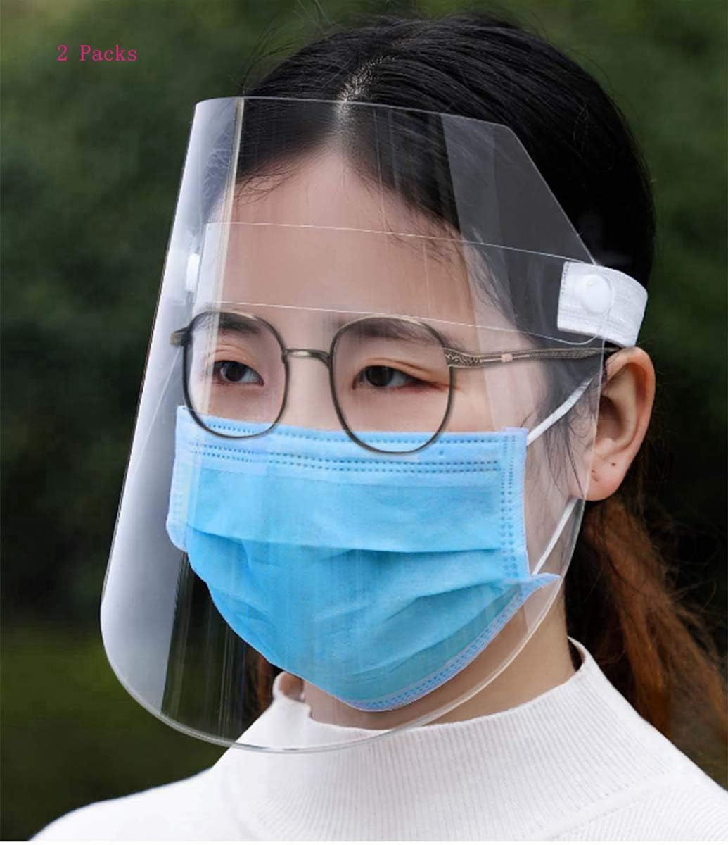 2 Pack Face Shield Protect Eyes and Face with Protective Clear Film Elastic Band Protect Visor Shield for Kitchen Cooking Use Welder welding mask
