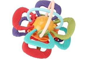 Alomejor Manhattan Ball Chew Toy 4 Textures Baby Teether Teethers, Plastic Material, Massage Gums, Boys and Girls, Ages 0-18 