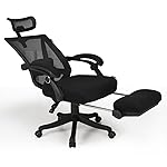 Hbada オフィスチェア デスクチェア メッシュ 可動式アームレスト ランバーサポート 昇降ヘッドレスト 約155度リクライニング 通気性 強化ナイロン樹脂