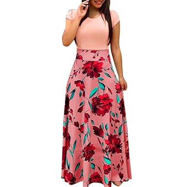 Morchan Mode Femmes Décontractée Maxi Robe Imprimée Florale