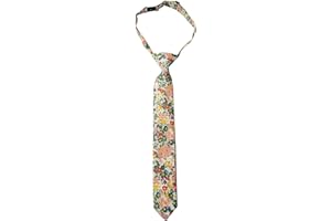 Otis & Oliver Boys Floral Tie Pre-Tied Kids Necktie Age 1-12 Adjustable Woven Cotton Church Wedding School Graduation