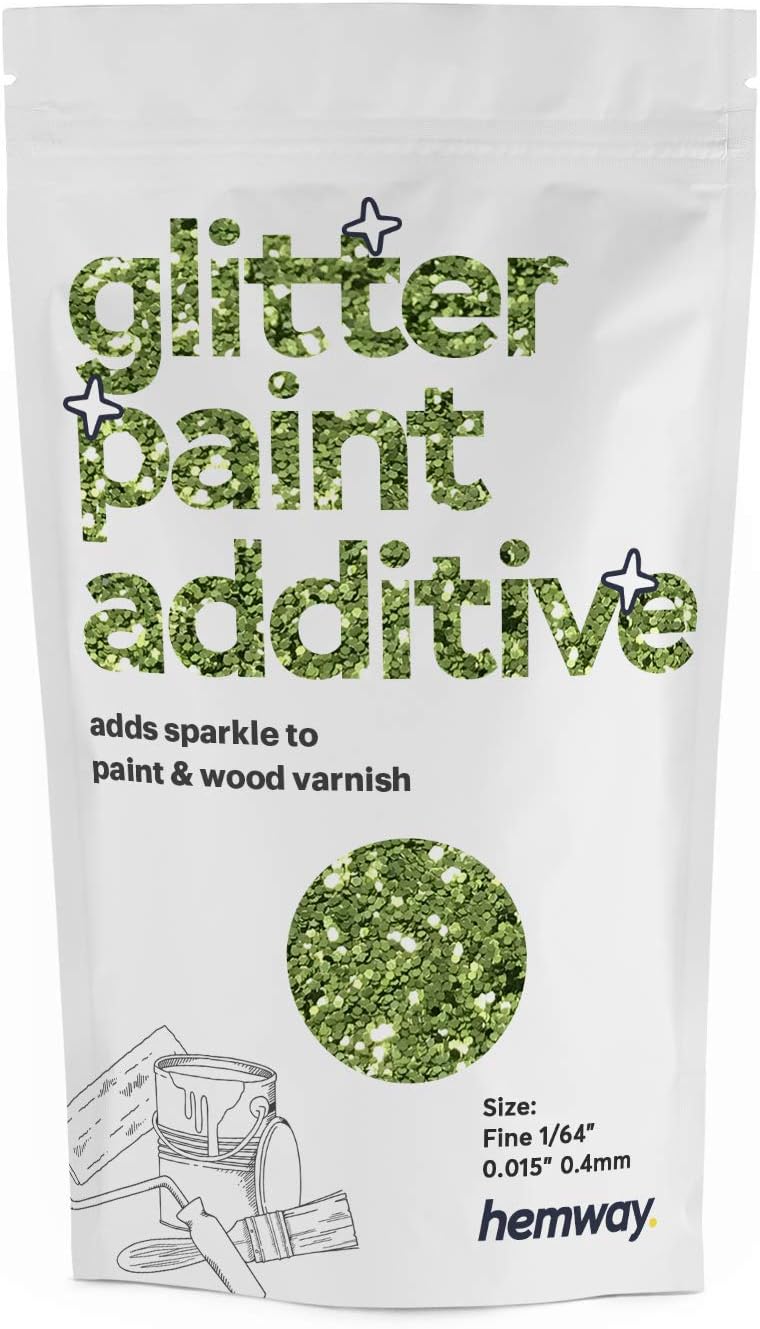 Hemway Olive Green Glitter Paint Additive Fine 100g for Adding Sparkle to Paints & Varnish, Fine (1/64" 0.015" 0.4mm)