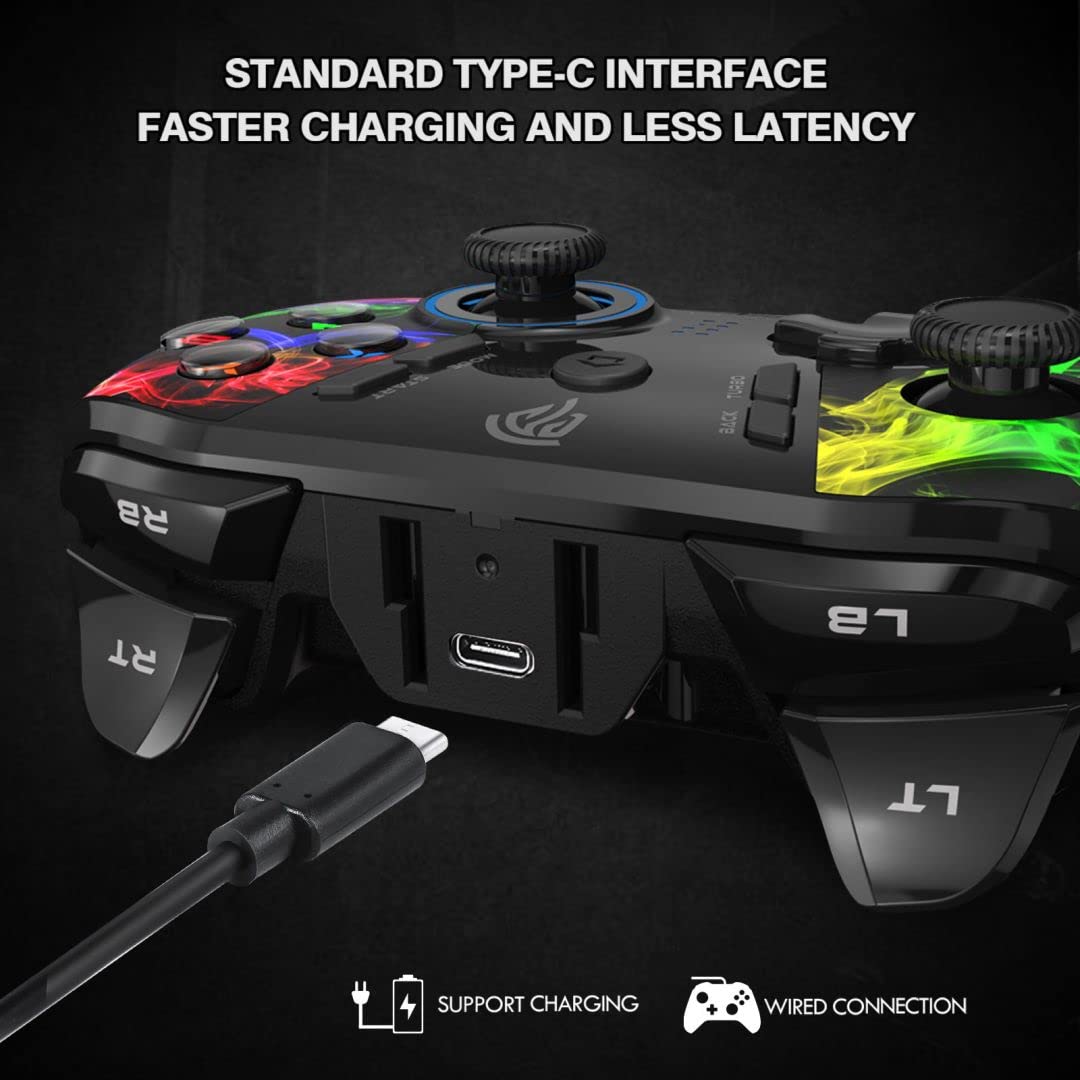 EasySMX Wireless PC Controller, Dual-Vibration Joystick Gamepad Computer Gaming Controller for PC Windows 7/8/10/11/12, Steam, Steam Deck, PS3, Switch, Android Mobile and Android TV BOX- Black