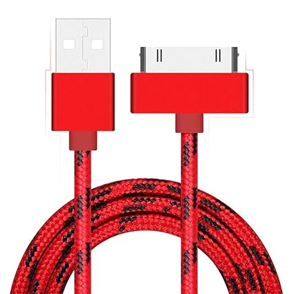 Longsw USB-Datenkabel/Ladekabel für iPhone 3G / 4 / 4S / iPad 2/3 / 4 / iPod (1 m, 30-Pin, geflochten)