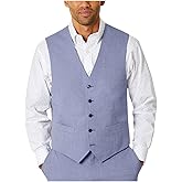 Tommy Hilfiger Mens Modern fit Button-Up Suit Vest Small Blue Stretch