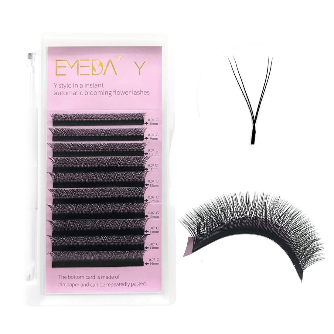 Y Lash Extensions C Curl .07mm Premade Volume 2D Fans Eyelash Extension .07 Mix YY Type Wispies Soft Eye Lashes 10mm Supplies by EMEDA