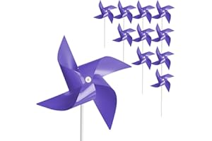 Tsocent 50 Pcs Pinwheels, Wind Spinners and Party Favors Gifts for Kids, Outdoor Decorational Pinwheels for Yard and Garden (Dark Purple)
