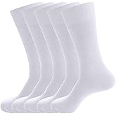 PUJANE Men's Dress Socks 5 Pairs Mens Cotton Calf Business Formal Socks Soft Breathable Athletic Long Crew Casual Socks