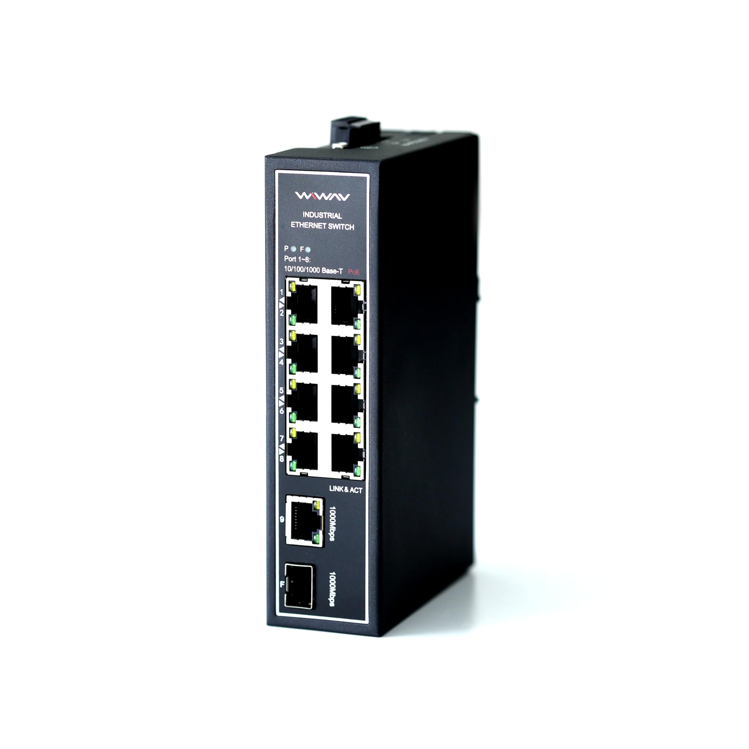 WIWAV WDH-9GT1GF-POE 10/100/1000Mbps 10-Port PoE Gigabit Unmanaged Industrial Ethernet Switches with DIN Rail/Wall-Mount(-30°C to 75°C,IP30)