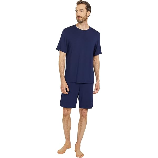 Men's Raglan Shirt And Shorts Pajamas Set With Pockets