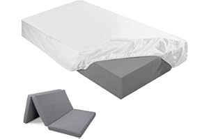 Breling Fitted Sheet (Sheet Only) Compatible with Milliard Trifold Mattress Folding Mattress Fitted Microfiber Bedsheet for Camp Bunk Rvs Bed(White,Twin,4'')