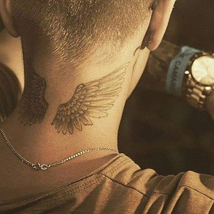 Adesivi Tatuaggio Ali Collo Impermeabili Uomini E Donne In Europa E Negli Stati Uniti Personalita In Bianco E Nero Amazon It Bellezza