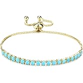 Fivoilin Tennis Bracelets for Women, Dainty 18K Gold Plated Cubic Zirconia Classic Adjustable Slider Bracelet Fashion Jewelry Gift for Her Birthday Valentines' Day Wedding Party Prom Graduation