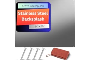Lostronaut Stainless Steel Backsplash for Kitchen Wall - 24" x 30" Oven Spatter Shield with Pre-Drilled Holes - Mounting Screws & Microfiber Towel - Quick Install Splash Plate Stain Guard for Stove