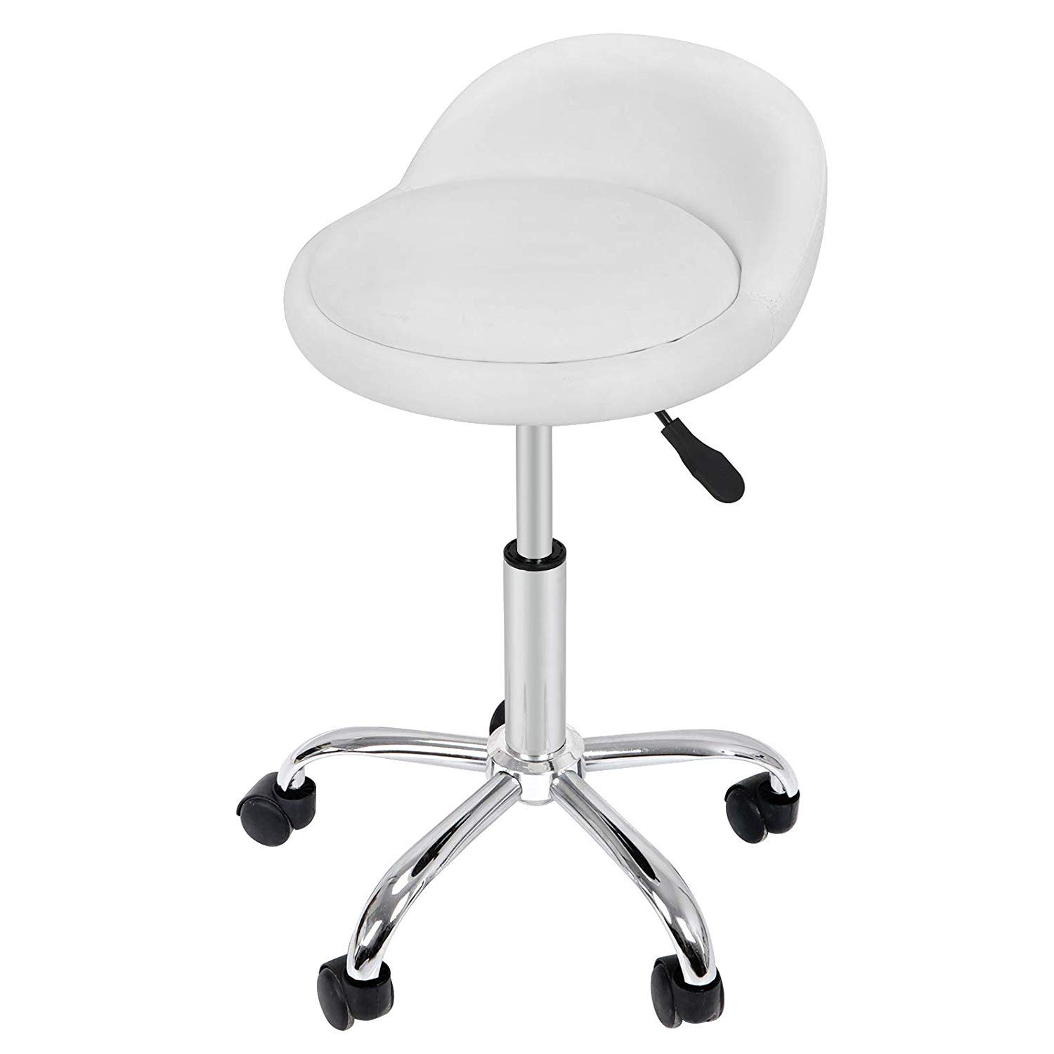 HomGarden Adjustable Hydraulic Rolling Swivel Stool for Massage Salon Office Facial Spa Medical Tattoo Chair Stool w/Backrest Cushion & Wheels (White 1pcs): Furniture & Decor