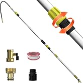 TONYINGO 24FT Reach 8-15FT Telescopic Pole Gutter Cleaning Tools from Ground, Up to 24FT Reach, Flexible Wand, Adjustable Flow for Garden, Roof Gutters, Leaves &amp; Debris Removal