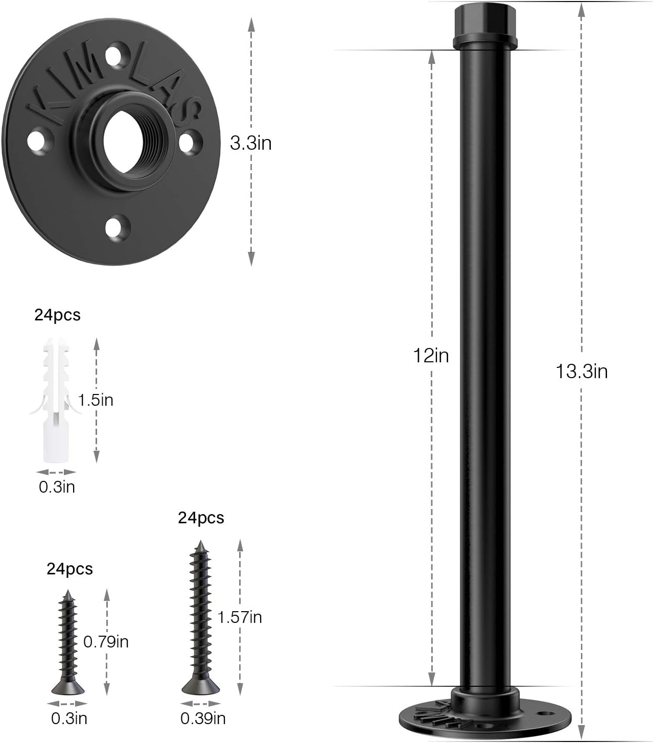 Shelf Brackets 12Inch, NEIJIAER 6 Pcs Shelf Bracket Heavy Duty Industrial Black Iron Pipe Shelves, with Screws & Tape Measure DIY Shelving Brackets for Kitchen Bedroom Bathroom Porch Home Pipe Decor: Home Improvement