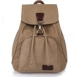 Women Canvas Fashion Backpacks Vintage Drawstring Rucksack Purse Casual Outdoor Shoulder Bag Shopping Daypacks School Girls Travel Multipurpose Bag with Adjustable Straps (Brown, 14 Inches)