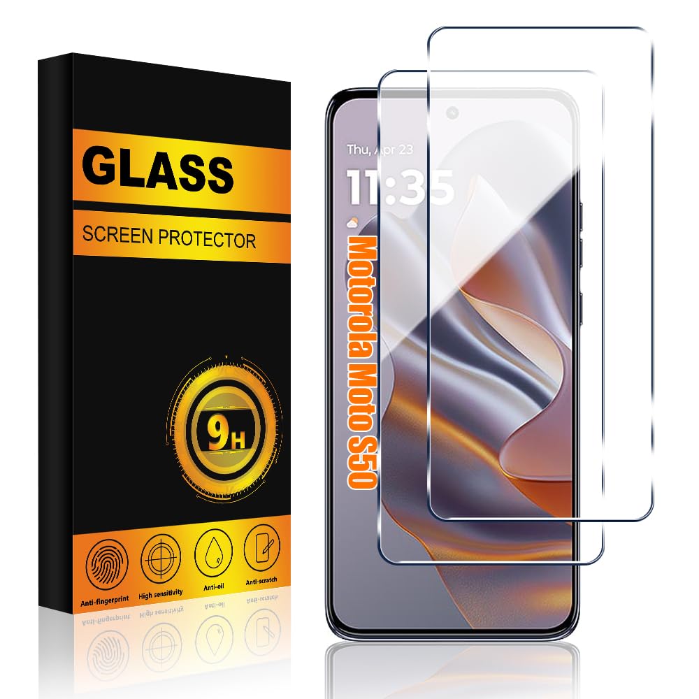 Photo 1 of Pusiikeer 2 Pack for Motorola Moto S50 6.36 Inch Screen Protector Tempered Glass [9H Hardness] Scratch Resistant Bubble Free Case Friendly