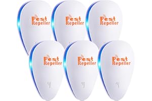 RIBRAVE Ultrasonic Pest Repeller 6 Pack Indoor Pest Repeller Plug in Ultrasonic Pest Control Repelling Rodent and Insect Electric Pest Control Repellent Friendly for Kid and Pet, White