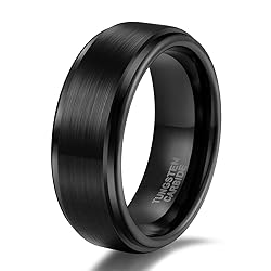 TRUMIUM Black Rings for Men Women Tungsten Carbide