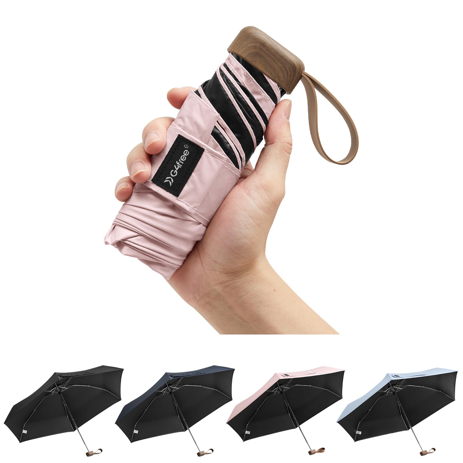 G4Free Mini Travel Folding Umbrella for Purse, Compact UPF 50+ UV Protection Sun & Rain Small Umbrella, Lightweight Portable Parasol Fits in Pocket, Wallet for Women Men