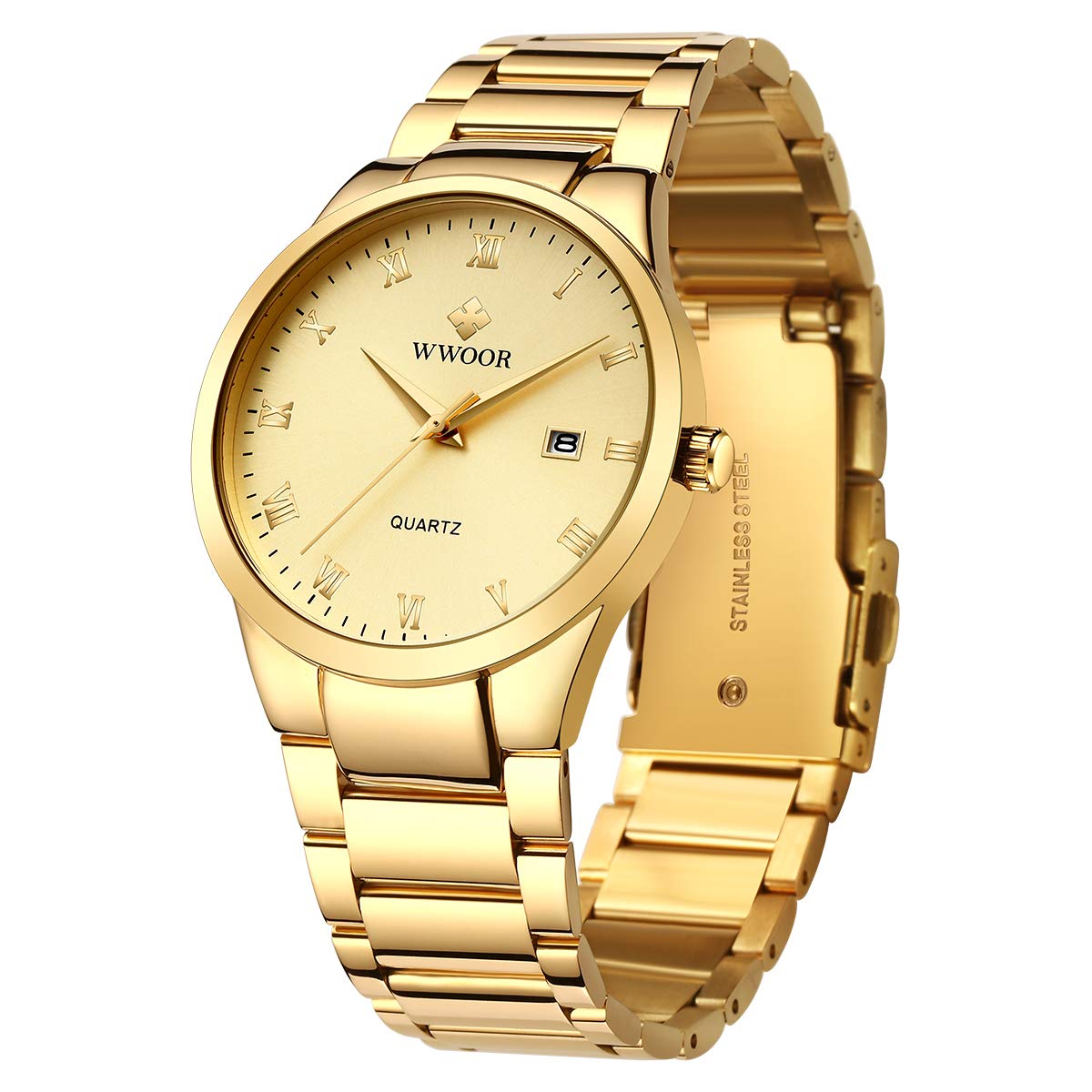 WWOOR Wrist Watches Men Watch W/Calendar Waterproof Analogue Quartz Gift Watches for Men Business Casual