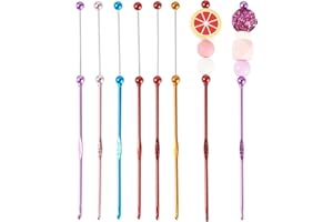 6Pcs DIY Beadable Crochet Hooks, Knitting Needles Yarn Crochet Kit for Beginners, 8mm Beading Crochets Needles for Crocheters