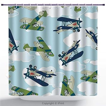 Amazon Com Myccic Personalized Shower Curtain Airplane Decor