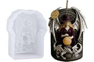 Witch and Dragon Silicone Candle Mold, 3D Fantasy Theme, DIY Resin Soap Craft Mold