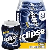 ECLIPSE Winterfrost Sugar Free Chewing Gum, 60 Piece Bottle, 6 Pack | Cool winterfrost sugar free gum, handy after meals, on commutes, travel and busy days, gift bag, lunch box, 6 pack