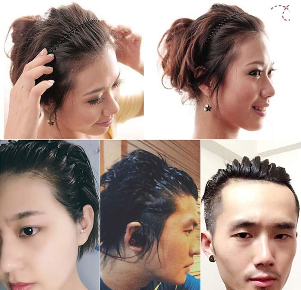 Amazon Anzoben カチューシャ ヘアバンド メンズ レディース 男女兼用 髪留め ヘアアクセサリー 4本セット 02黒 カチューシャ ヘアバンド 通販