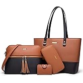 Women Fashion Handbags Wallet Tote Bag Shoulder Bag Top Handle Satchel Purse Set 4pcs