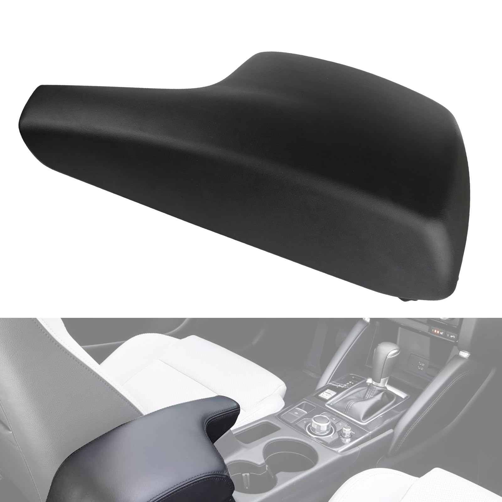 Photo 1 of Osompar Black Vinyl Center Console Lid Assembly for Mazda CX-5 2013 2014 2015 2016 Replaces KA0G-64-450B-02 Arm Rest Box Lid Seat Middle Console Cover