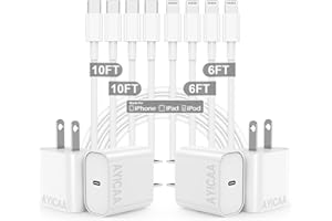 AYICAA iPhone 14 13 12 11 Charger Fast Charging MFi Certified Fast iPhone Charger Cord【10FT/10/6/6FT】4Pack iPhone Lightning Charger Block USB-C to Lightning Cable for iPhone 14 Pro Max/13/12/11/X/8/7/SE/Mini