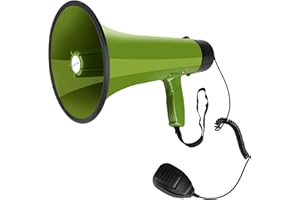 HornPro Megaphone Bullhorn - with Built-in Siren 35 Watt&40 Watt Voice Recorder & 400 Meters - Ideal for Football, Soccer, Baseball, Hockey, Basketball, Cheerleading Fans & Coaches