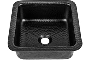 Monarch Abode 12-inch Hand Hammered Matte Black Aluminum Glasgow Dual Mount Drop in Bar Prep Sink, Drop in or Undermount Kitchen Sink, Single Dual Mount Bowl