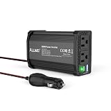 ALLWEI 300W Power Inverter 12V DC to 110V AC Car Plug Adapter Outlet Converter with 27W PD USB-C &18W USB-A Fast Charger, Car Cigarette Lighter Adapter for Laptop Tablets Phones - Portable - Black