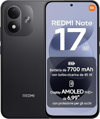 REDMI Note 17 5G, Smartphone 6+256GB, Black, Batteria da 7700 mAh
