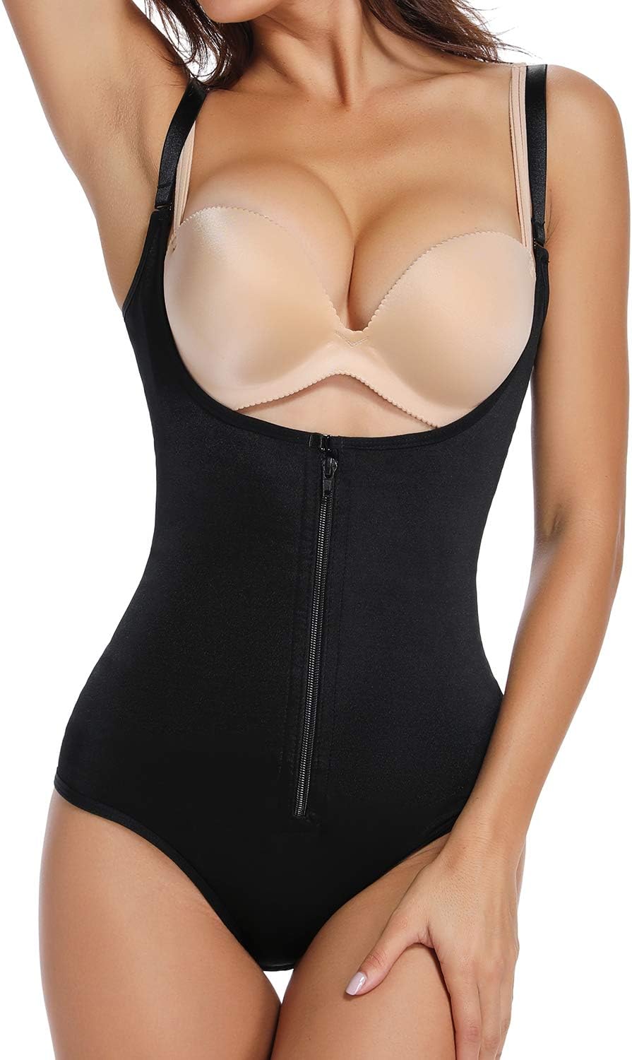 Vaslanda Women Full Shapewear Compression Bodysuit Seamless Slimming Waist Cincher Tummy Firm Control Fajas Body Shaper