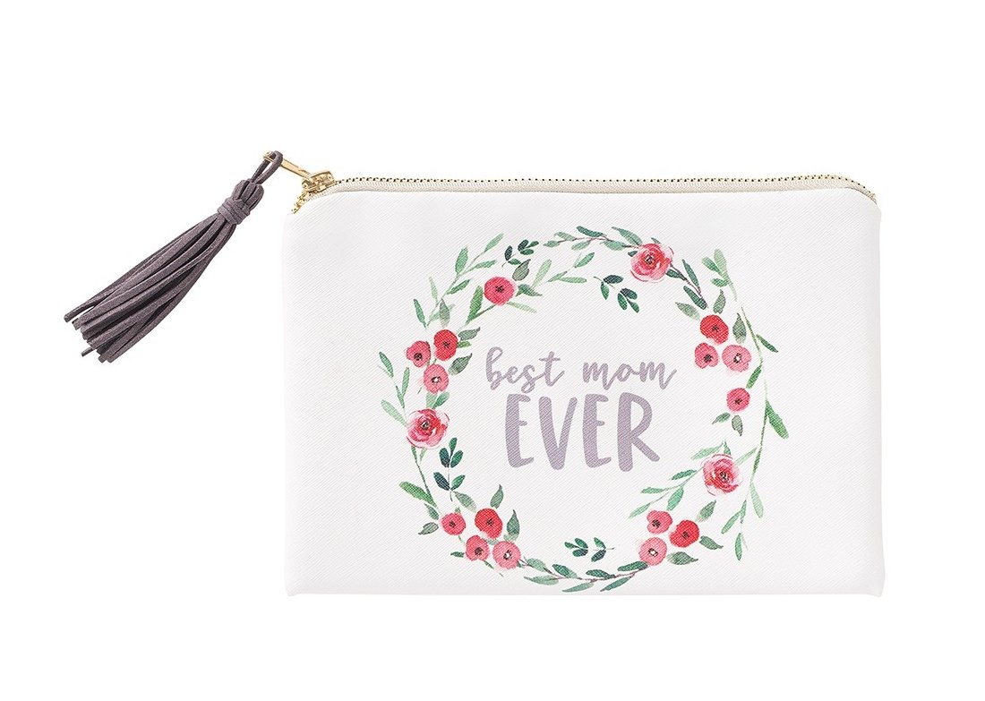 Collins Best Mom Ever Flower Zippered Makeup Cosmetic Bag, 9 x 6 Inch
