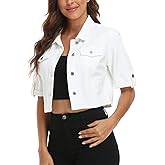 MISS MOLY Women's Cropped Denim Jackets Summer Short Sleeve Classic Casual Jean Jackets